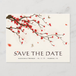 Cherry Blossoms Wasserfarbe Hochzeit speichern das Ankündigungspostkarte