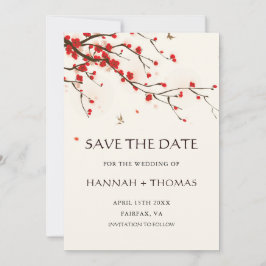 Cherry Blossoms Wasserfarbe Hochzeit speichern das Save The Date