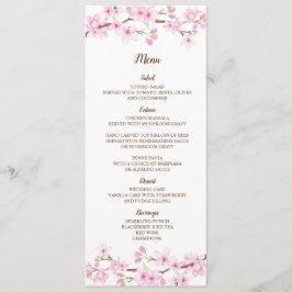 Cherry Blossoms Watercolor Wedding Menu Card Menükarte
