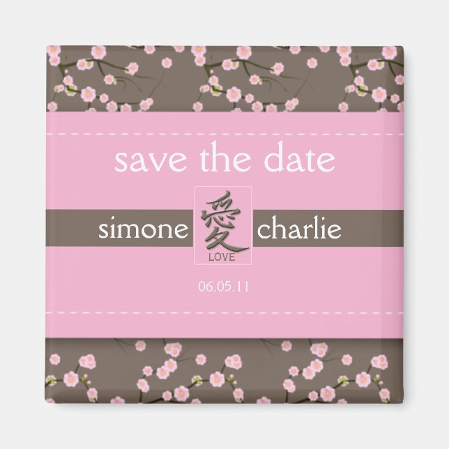 Cherry Blossoms Wedding Favor Magnet (Vorne)