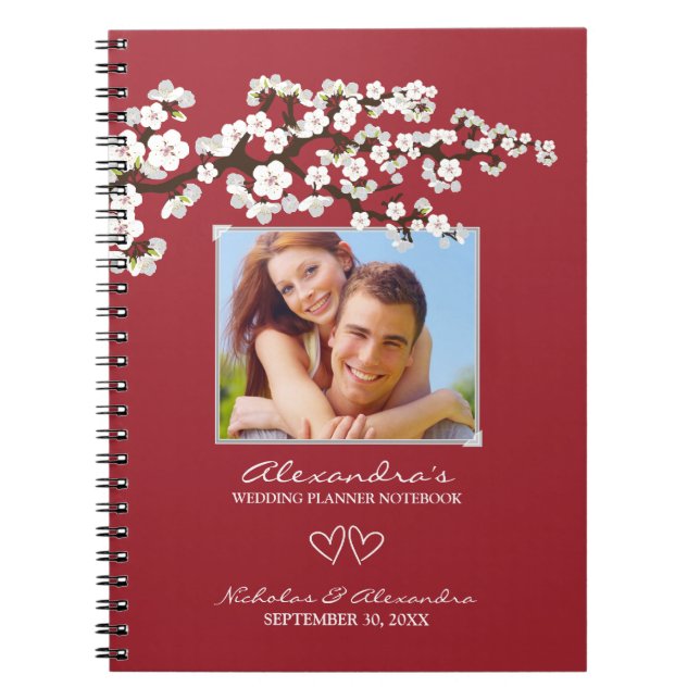 Cherry Blossoms Wedding Planner Notebook (aqua) Notizblock (Vorderseite)