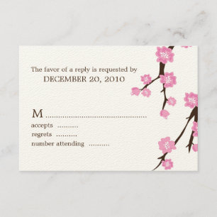 Cherry blüht Hochzeitskarten RSVP Karte
