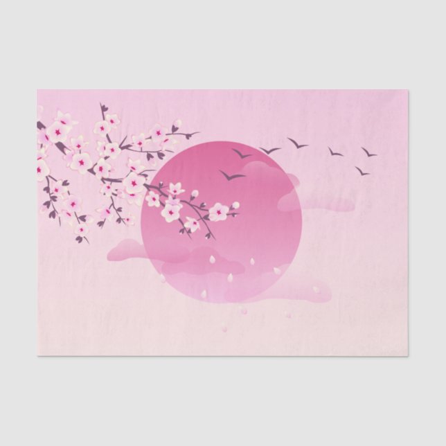 Cherry blüht japanische Landschaft Pink Seidenpapier (Vorderseite)