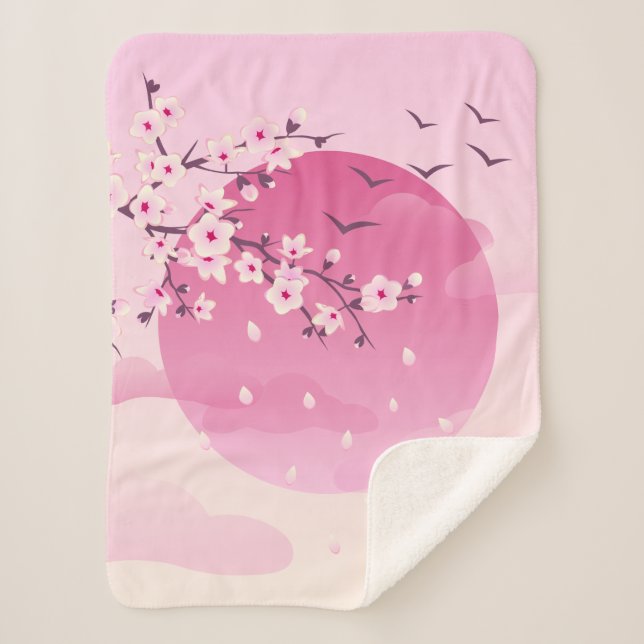 Cherry blüht japanische Landschaft Pink Sherpadecke (Vorderseite)