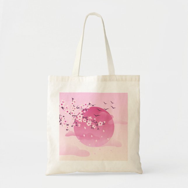 Cherry blüht japanische Landschaft Pink Tragetasche (Vorne)