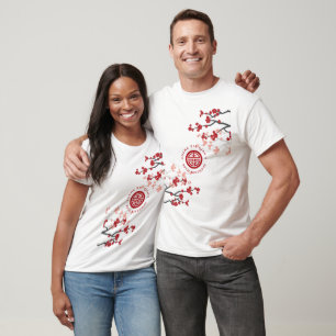 Cherry blüht Langlebigkeit Symbol Chinesischer Geb T-Shirt