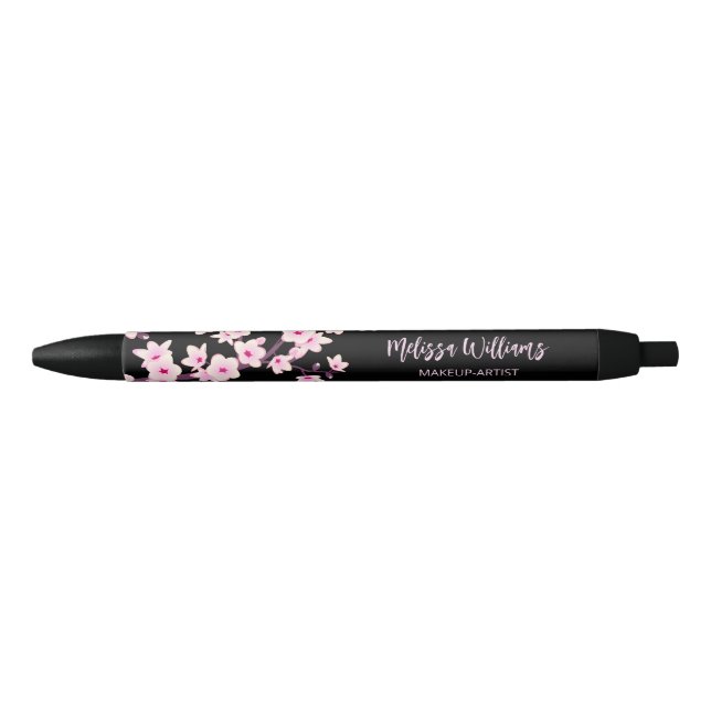 Cherry blüht pink Black Business Kugelschreiber (Vorderseite)