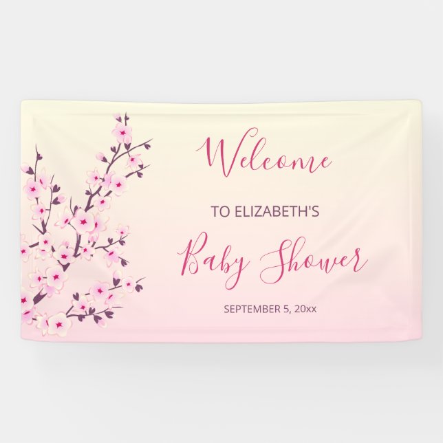 Cherry blüht rosa Blütendusche Banner (Horizontal)
