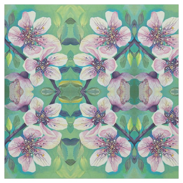 Cherry Blume Blossom Handgemalt Wasserfarbe Stoff (Muster)