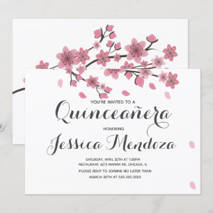 Cherry Blumenbaum Quinceañera Sweet 15 Einladung