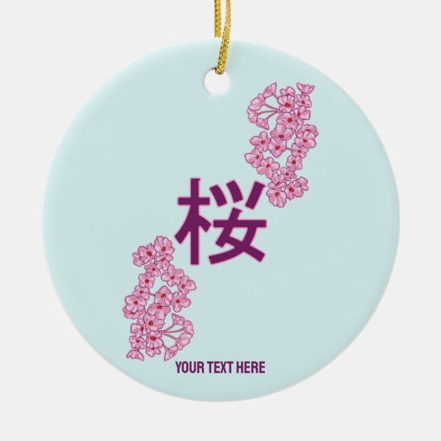 Cherry Blüte Kanji Japanisch Schreiben Keramik Ornament (Vorne)