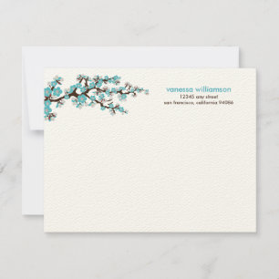 Cherry Blüten Custom Flat Mitteilungskarten (aqua)