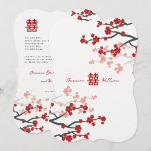 Cherry Blüten Doppelglücklichkeit Chinesische Hoch Einladung