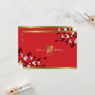 Cherry Blüten Doppelglücklichkeit Chinesische Hoch Einladung