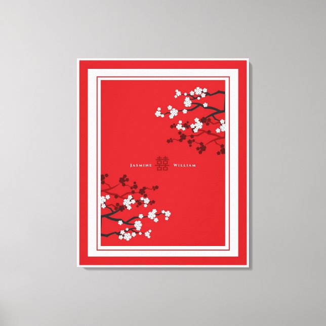 Cherry Blüten Doppelglücklichkeit Chinesische Hoch Leinwanddruck (Vorderseite)