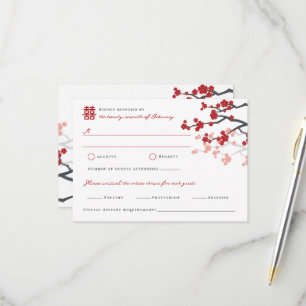 Cherry Blüten Doppelglücklichkeit Chinesische Hoch RSVP Karte