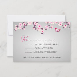 Cherry Blüten Pink Gray Baby Dusche UAWG RSVP Karte