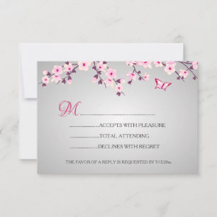 Cherry Blüten Pink Gray Baby Dusche UAWG RSVP Karte