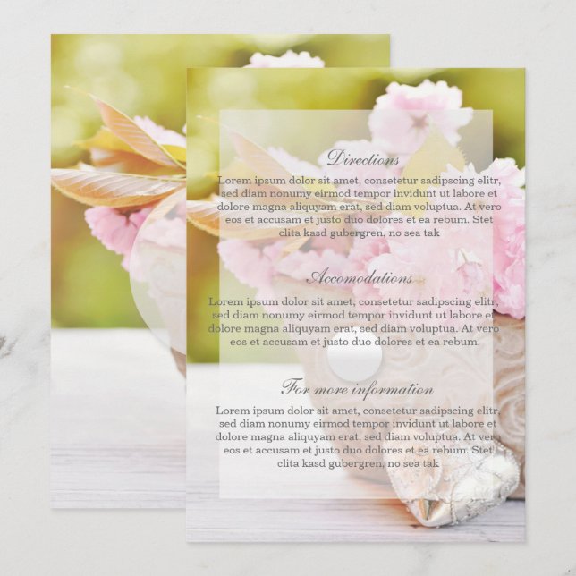 Cherry-Blüten-Rosa-Blume Hochzeit Einladung (Vorne/Hinten)