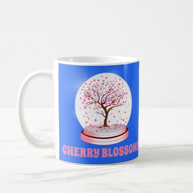 Cherry Blüten Rosa Schneeglobe Kaffeetasse (Links)