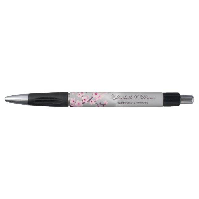 Cherry Blüten Rosa Silberdecker Hochzeitsplaner Kugelschreiber (Vorderseite)