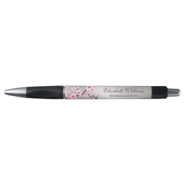 Cherry Blüten Rosa Silberdecker Hochzeitsplaner Kugelschreiber (Vorderseite)