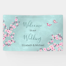 Cherry Blüten Rosa Türkis Banner