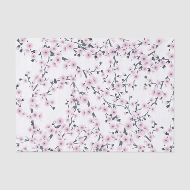 Cherry Blüten Rosa Weiße Blumenmuster Seidenpapier (Vorderseite)