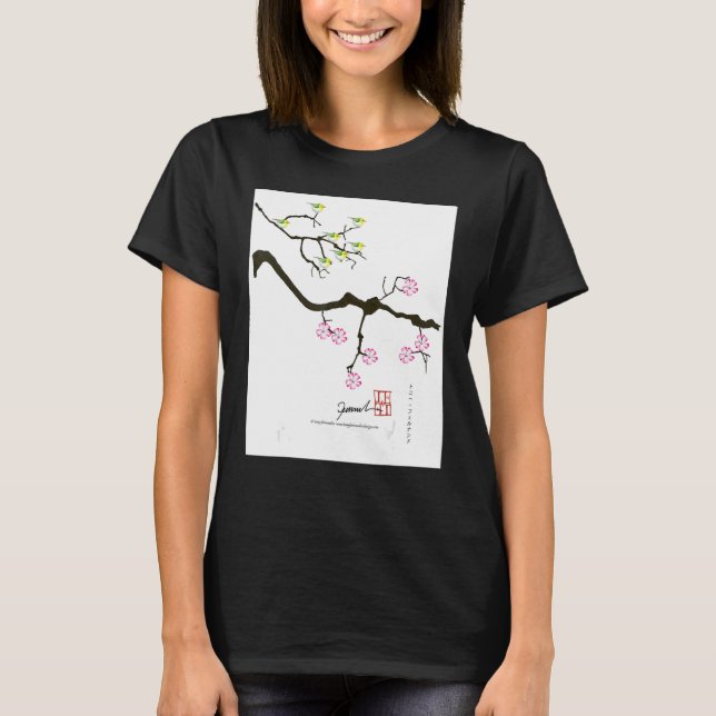 Cherry Blüten und Vögel Tony Fernandes T-Shirt (Vorderseite)