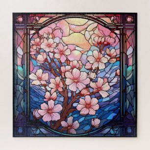 Cherry-Blüten verklebtes Glas-Puzzle