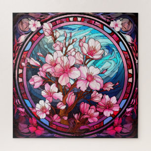 Cherry-Blüten verklebtes Glas-Puzzle