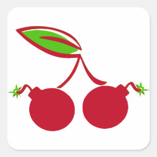 Cherry Bomb Quadratischer Aufkleber