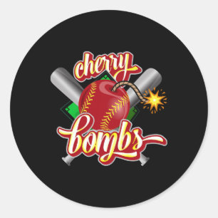 Cherry Bombs Logo Softll Team passend für Mädchen Runder Aufkleber