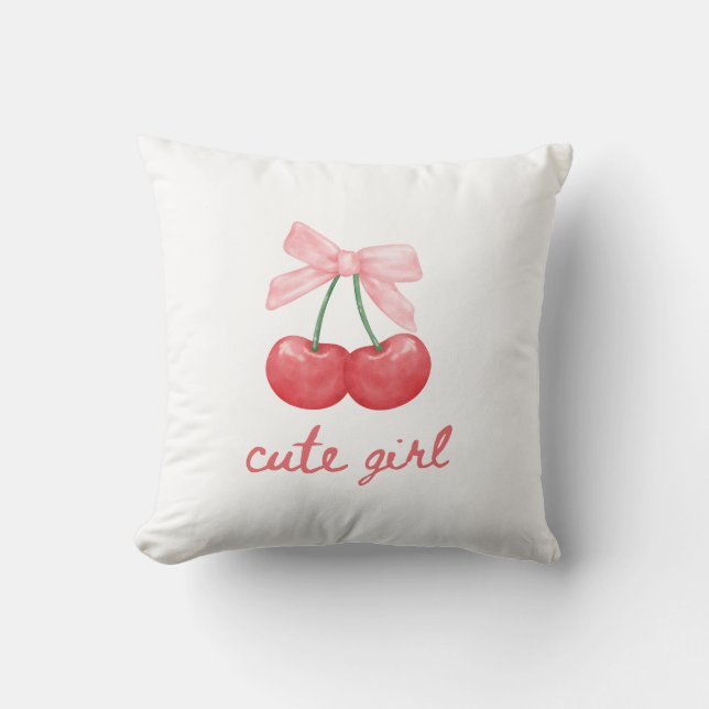 Cherry Bow Niedlich Girl Design Kissen (Vorderseite)
