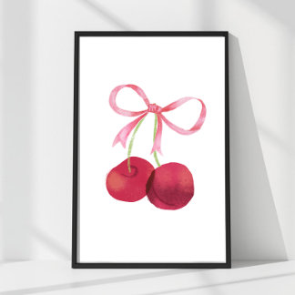 Cherry & Bow Wall Art – 4x6 Poster