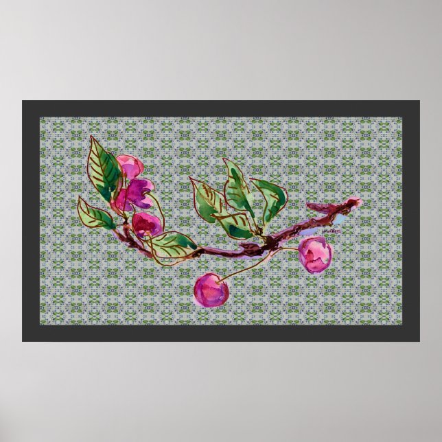 Cherry Branch and patterns Poster (Vorne)