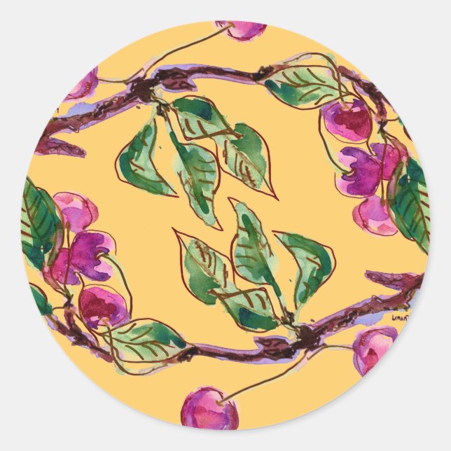 Cherry Branch Runder Aufkleber (Vorderseite)