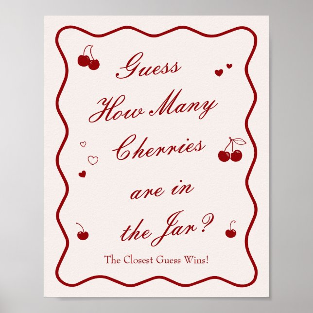 Cherry Bridal Shower Guess How Many Cherries Poster (Vorne)