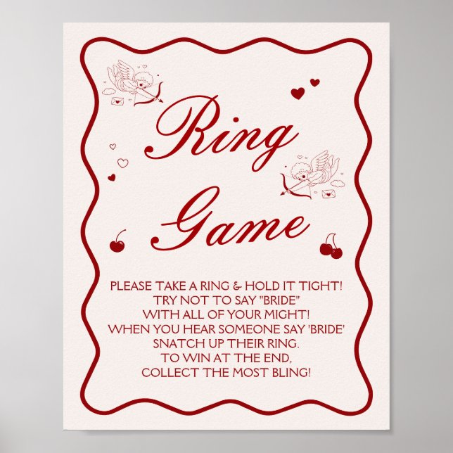 Cherry Bridal Shower Ring Game  Poster (Vorne)