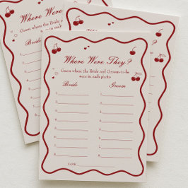 Cherry Bridal Shower Where Were They Game Card Einladung