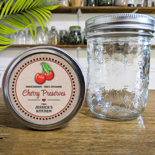 Cherry Canning Jar Kraft Papier Style Label Runder Aufkleber