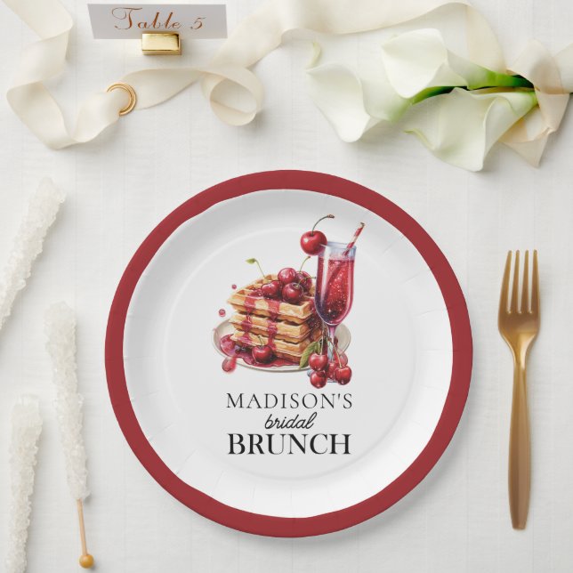 Cherry Celebration Bridal Brunch Custom Pappteller (Hochzeit)