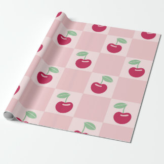 Cherry Checkerboard Delight Geschenkpapier