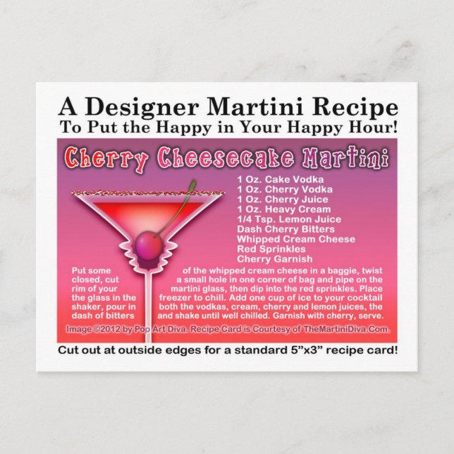 Cherry Cheesecake Martini Rezept Postkarte (Vorderseite)