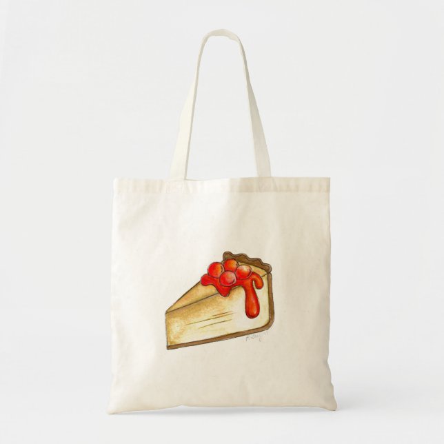 Cherry Cheesecake NYC Feinschmecker Dessert Tote T Tragetasche (Vorne)
