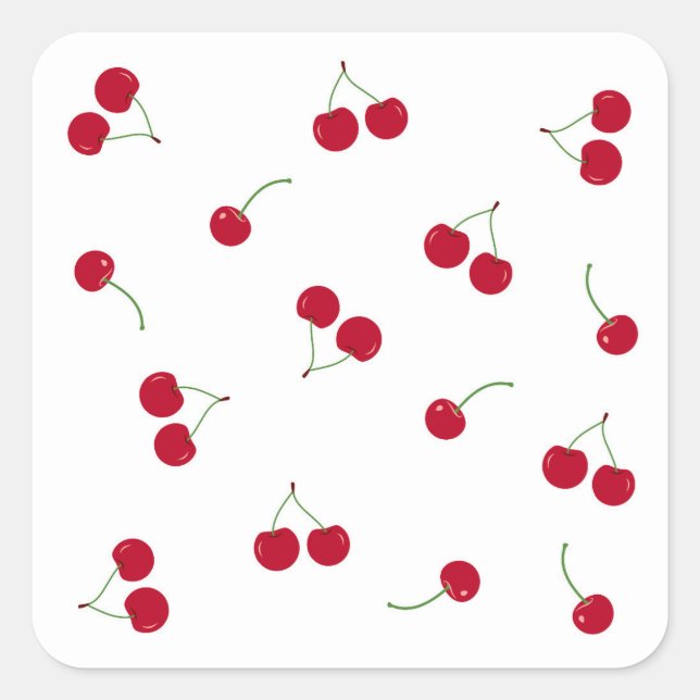 Cherry Cherries Quadratischer Aufkleber (Vorderseite)