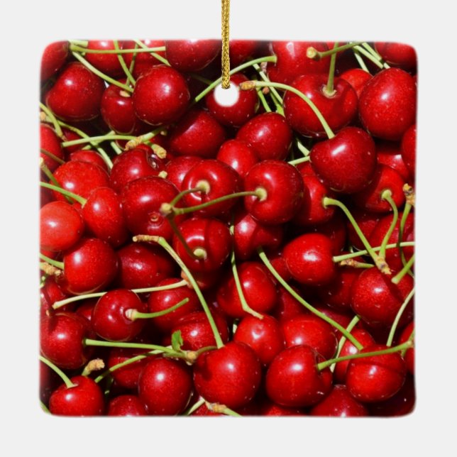 Cherry Cherries Red Keramikornament (Rückseite)