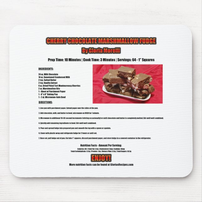 Cherry Chocolate Marshmallow Fudge Recipe Mousepad (Vorne)