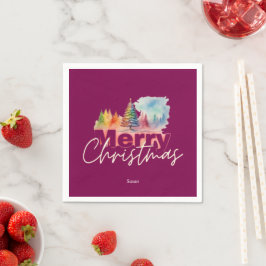 Cherry Christmas Winter Wonderland Wasserfarbe Serviette