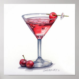 Cherry Cocktail Art Poster